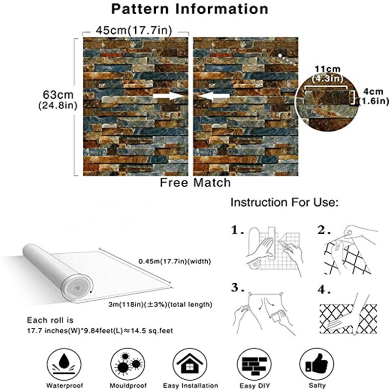Luckyyj imitatie bakstenen behang zelfklevend waterdicht afwasbaar behang keuken badkamer achtergrond muurdecoratie stickers