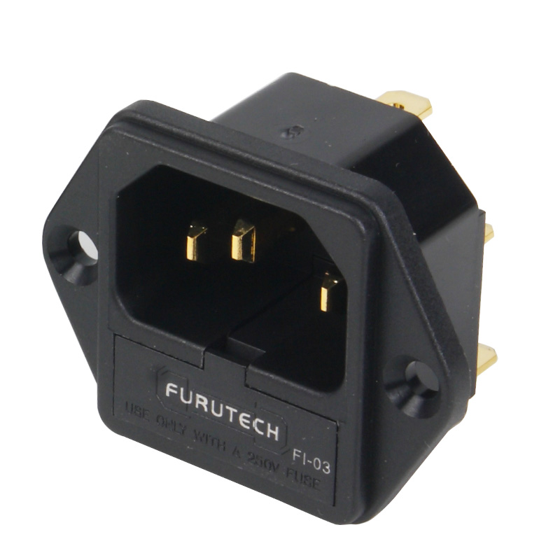 2022 Brand Originele Furutech FI-03 Ac Power Plug Socket IEC320-1 C14 Mannelijke Met Zekeringhouder Gold Rhodium Plated 10A 250V 1Pc