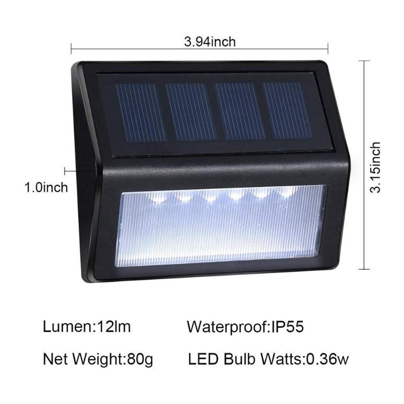 6 led solenergi trappelys vandtæt gadebelysning udendørs havevæglampe god jordskælvs- og slagfast effekt