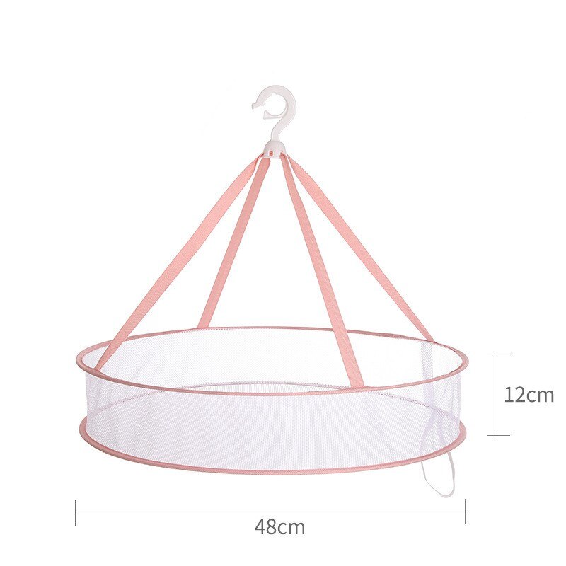 Clothes Drying Basket Household Sweater Drying Net Windproof Hanging Clothes Drying Net 3 Colors Double-layer Laundry Rack Mesh: Pink Single layer S