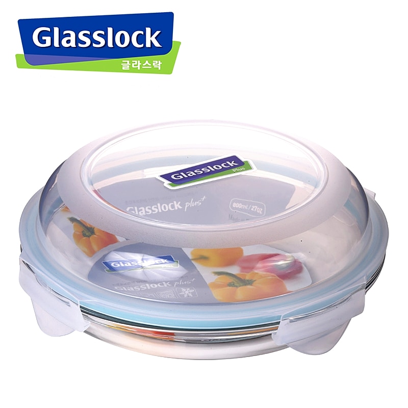 Round Glass Food Container Box with Lid Air Tight Storage Oragnizer Kitchen Lunch Tableware Dishes Tools Microwave Available