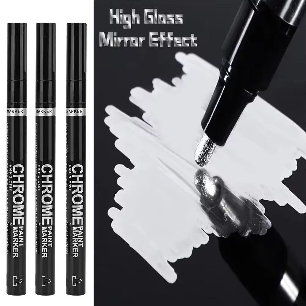 5/1 stücke Chrom Stift Marker Spiegel Wasserdichte Farbe Reparatur Für Rock Keramik Glas Metallic Gold/Silber 2mm Spitze: Lila