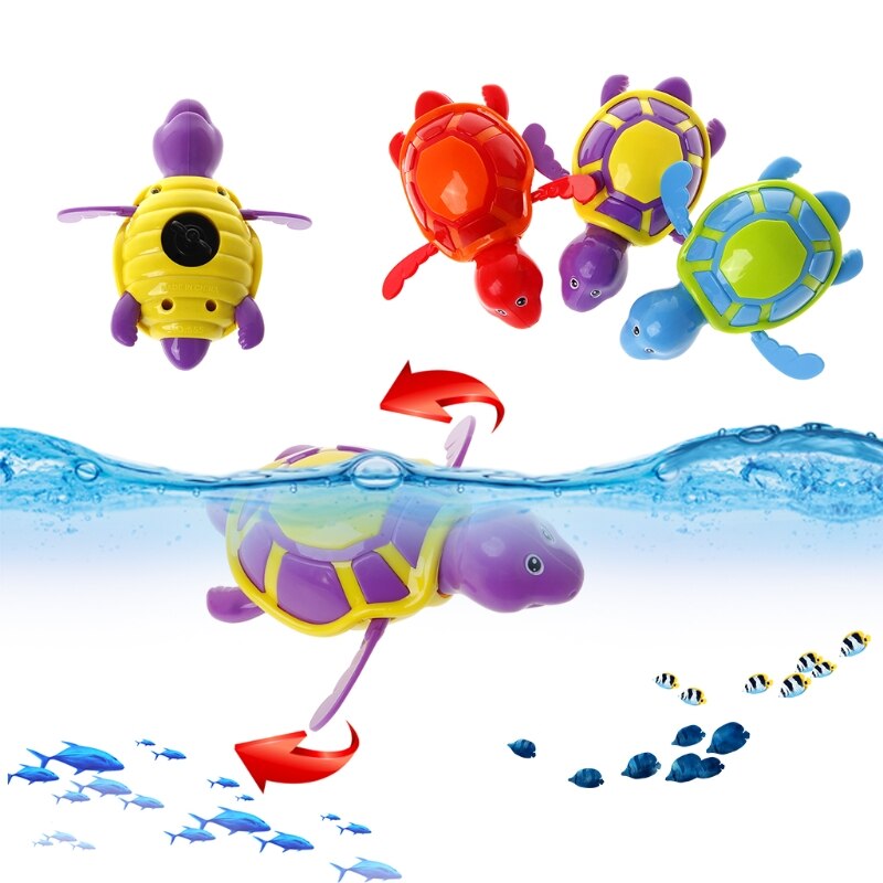 Bonitos juguetes de piscina de tortuga y Tortuga para bebés, niños, bañera de baño, tiempo, Tortuga, reloj de juguete educativo, juguete para jugar