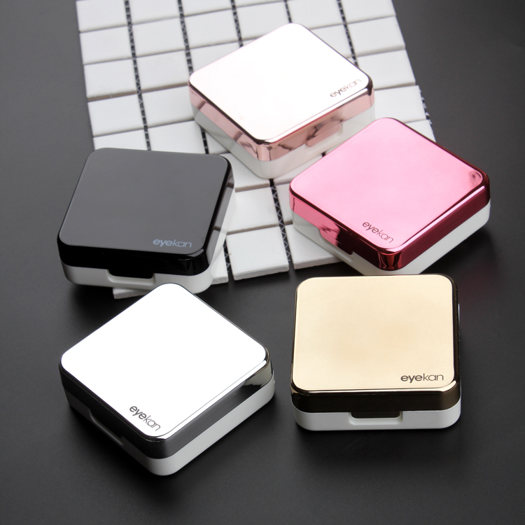 Reflective Cover Contact Lens Case with Mirror Color Contacts Lenses Container Cute Lovely Travel Kit Box