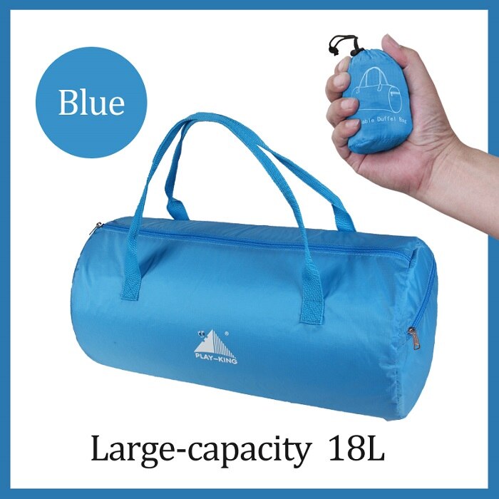 Sport træning gym taske foldning nylon vandtætte tasker til bærbar stor kapacitet udendørs sports taske til mænd kvinder sport taske: Blå