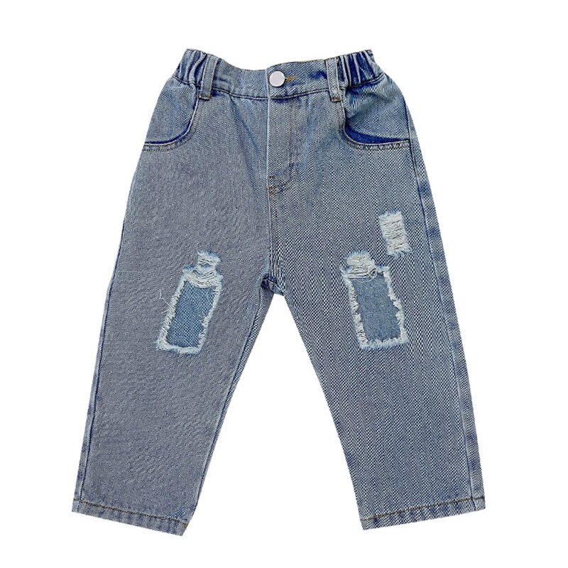 Lente Zomer Jongens Meisjes Jeans Baby Ripped Denim Broek Kinderen Gebroken Gaten Losse Denim Broek Kinderen Bodems Casual Mode