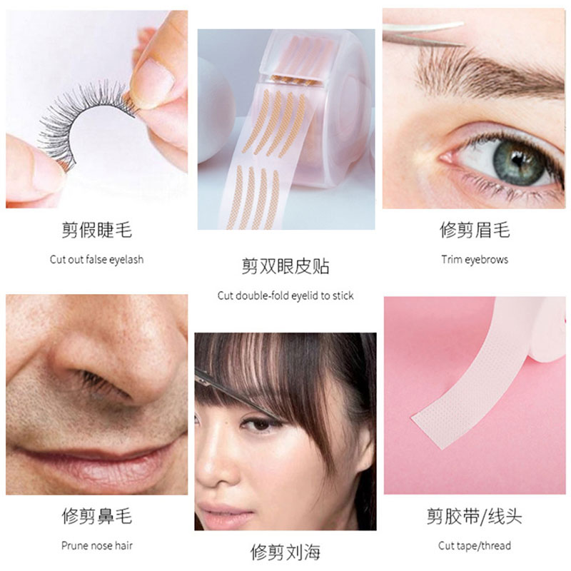 Forbici per sopracciglia Trucco rifinitore per ciglia Naso Rimozione peli del viso Forbici multifunzionali Strumenti per cuticole per unghie in acciaio inossidabile
