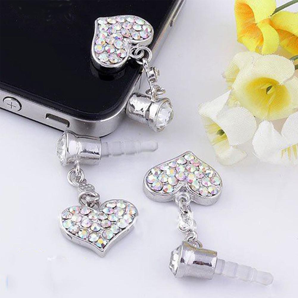 Universal de 3,5mm de forma de corazón de amor pendientes Anti polvo Puerto conector de auriculares tapón accesorios del teléfono móvil