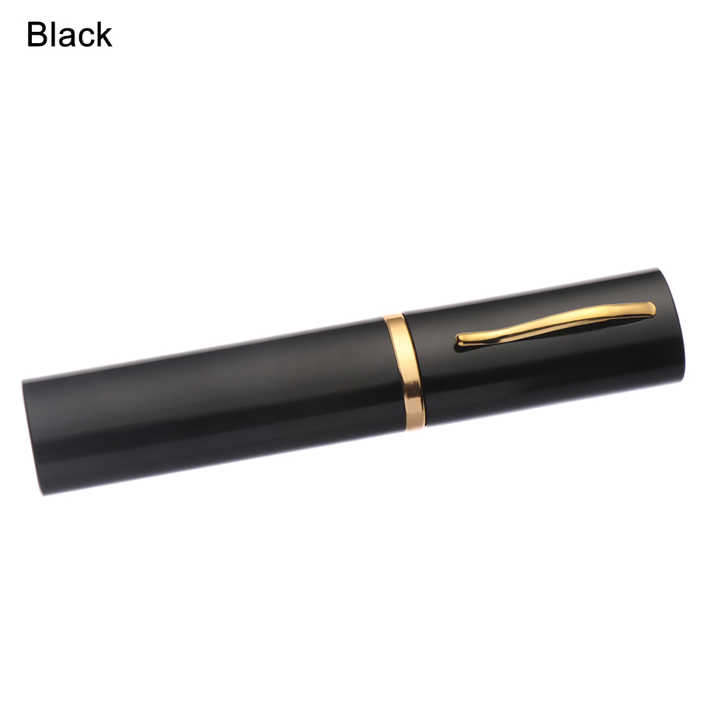 Kvinder mænd bærbare mini aluminiumoxid blyant briller boks metal mini bærbare læsebriller solbrille etui briller protecto: Sort b