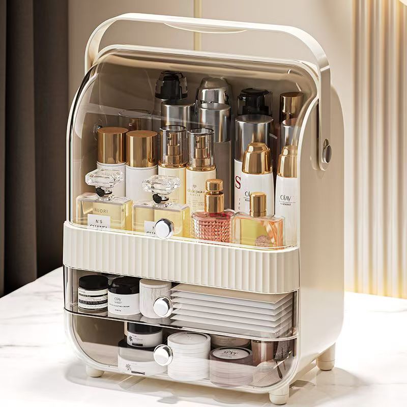 Pyłoszczelna gablota kosmetyczna robić przechowywania kosmetyków próżność Organizer z przezroczystą pokrywką Przenośne pudełko robić przechowywania kosmetyków na blacie