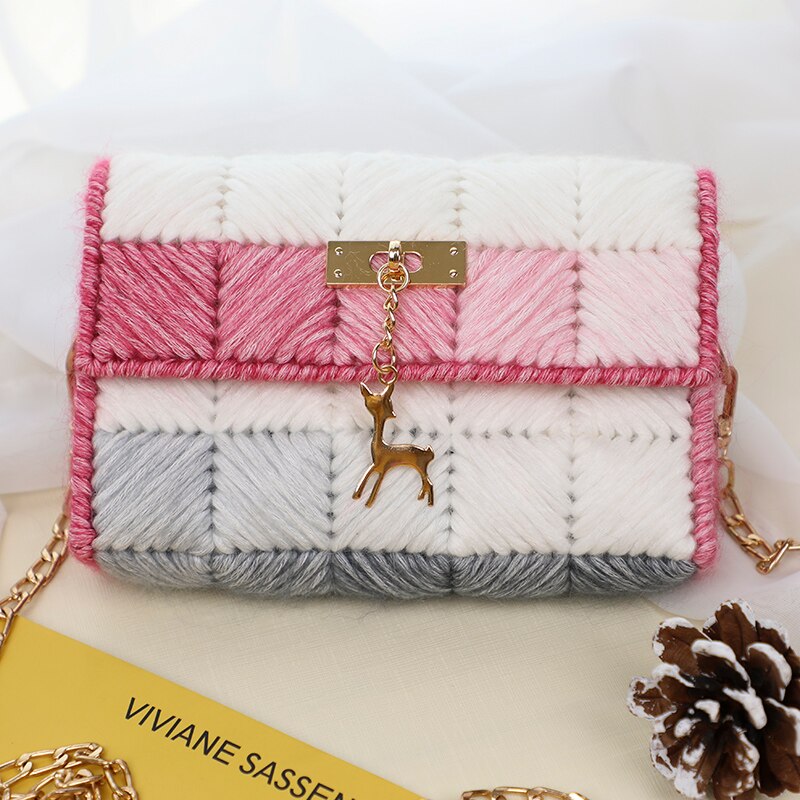 Wol Hand-Geweven Zak Opbergtas Decoratieve Gehaakte Diy Materiaal Pakket Accessoires: 6