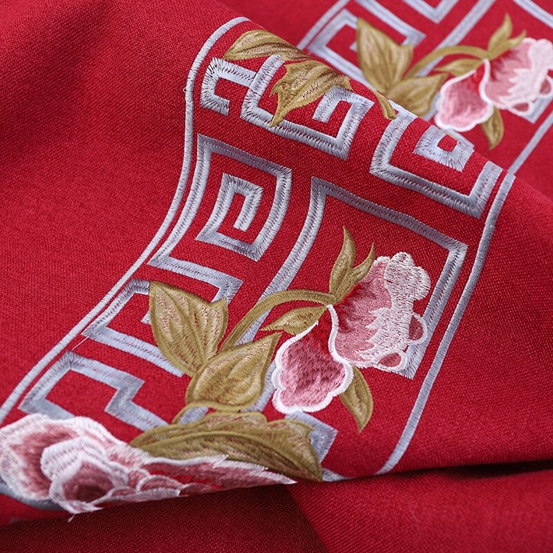 Linne broderi plagg tyg inredning jacquardsöm broderi polyester material: Default Title