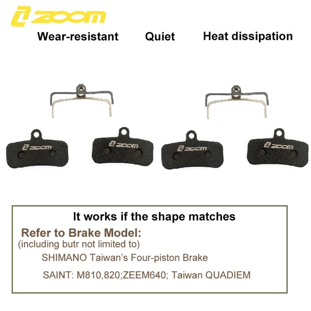 ZOOM – plaquettes de frein de vélo à 4 pistons, semi-métalliques, pour SHIMANO D02S XT M9020 M8020 Saint M640 M800 M810 M820 M520 M420 876: 2 pair