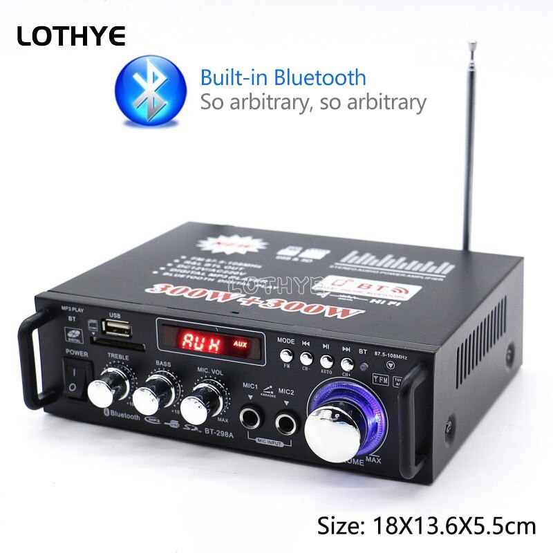 Bluetooth 5.0 Mini Audio Versterker 2.0 Kanaals 40W * 2 Hifi Digital Stereo Audio Versterker Home Theater Met afstandsbediening