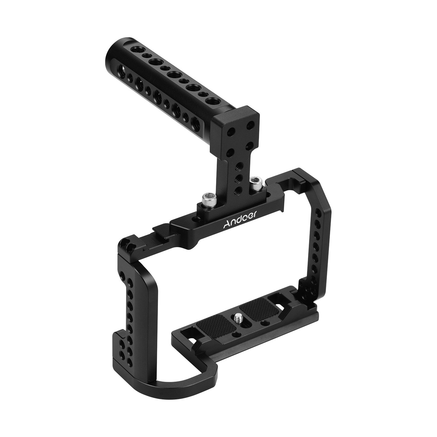 Andoer Video Camera Cage + Top Handle Kit Aluminum Alloy with Cold Shoe Mount 1/4 Inch Screw Holes Compatible with Nikon Z6/Z7