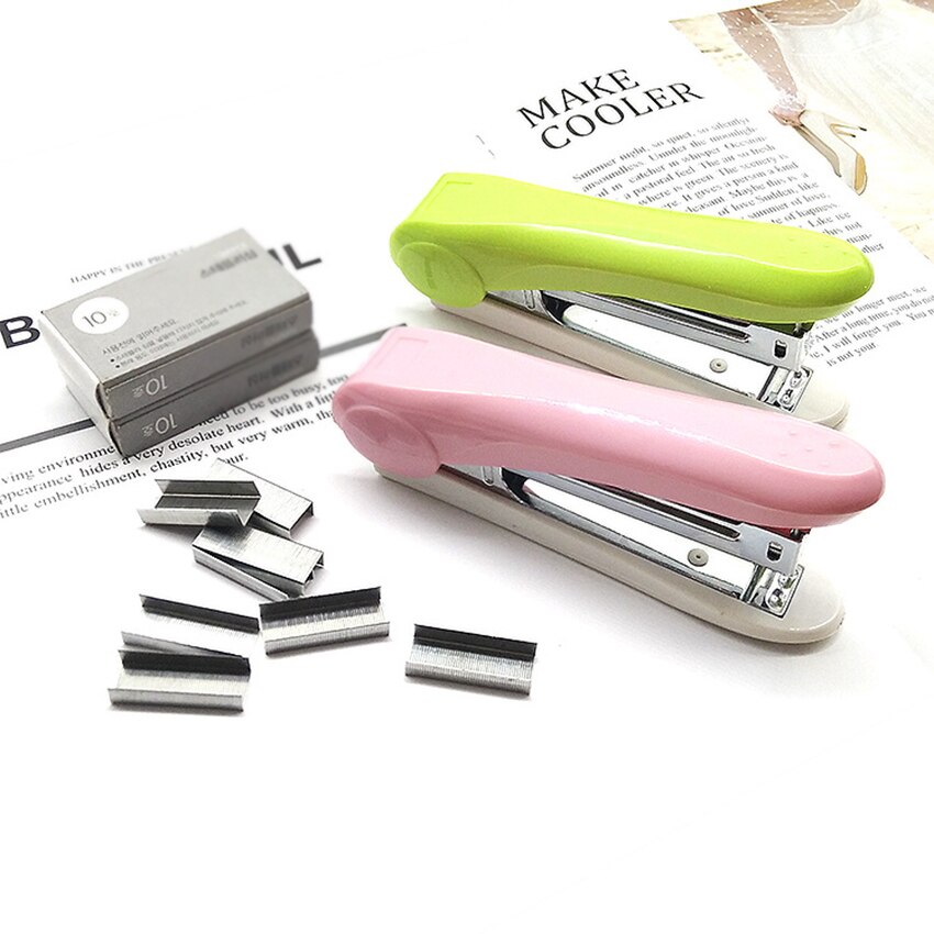 Mini Office School Stapler, One Finger Press, Labor Saving Manual Stapler,10# Staples Students Cartoon Paper Stapler