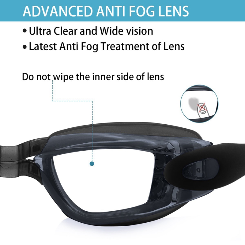Svømmebriller, ingen utæt anti-tåge uv-beskyttelse svømmebriller til mænd kvinder voksne unge børn (over 6 år)