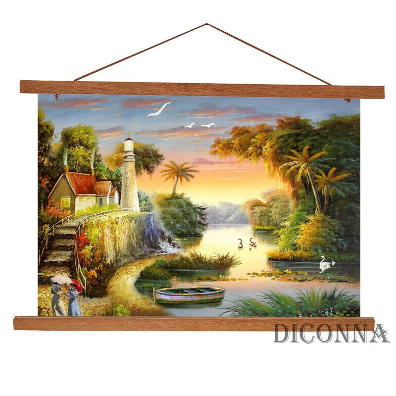 21-80cm Magnetic Wooden Photo Frame Scroll Print Poster Picture Hanger DIY all Hanging Poster Frame Decor