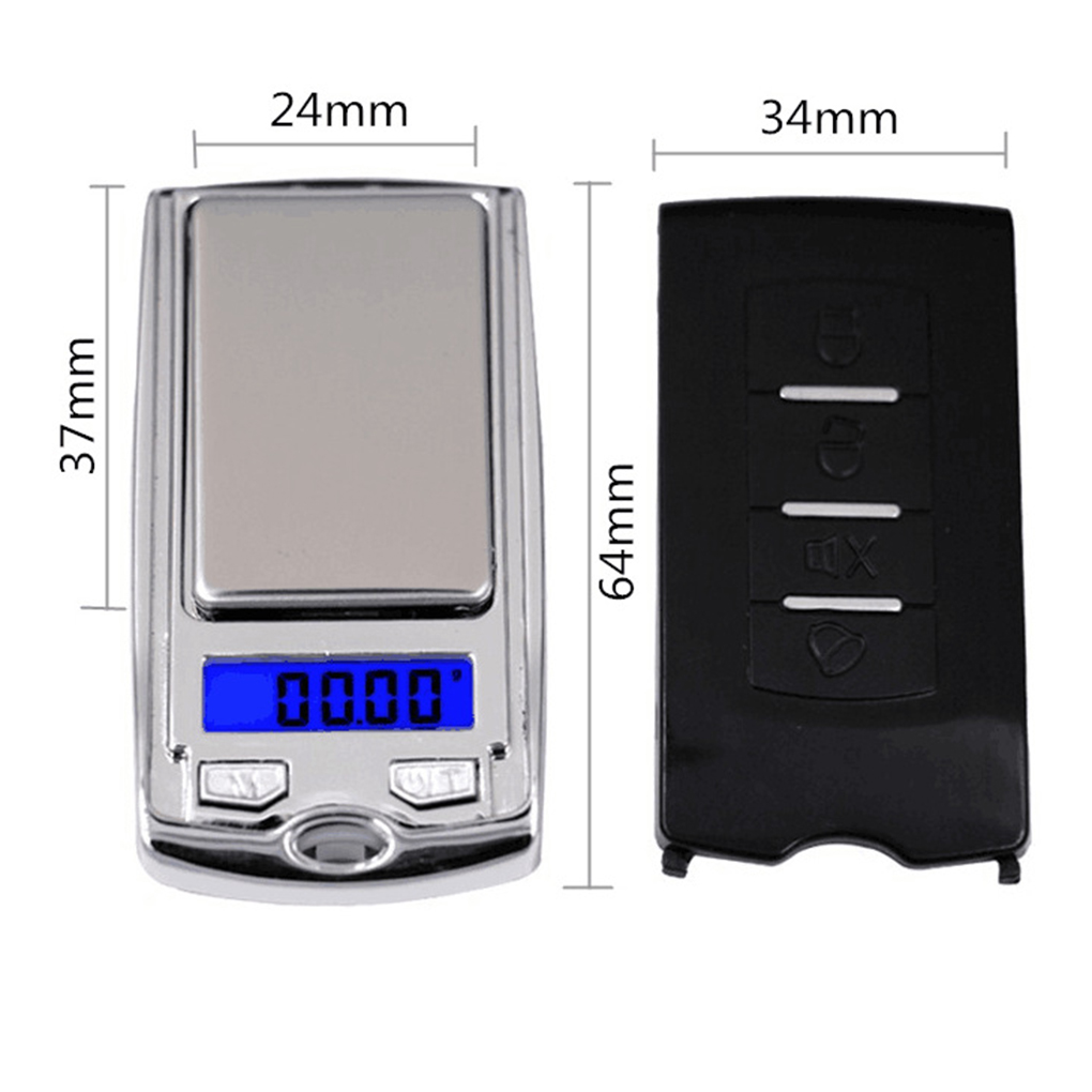 Báscula electrónica con de llave de coche, balanza de bolsillo con pantalla LED, 200g/0,01g
