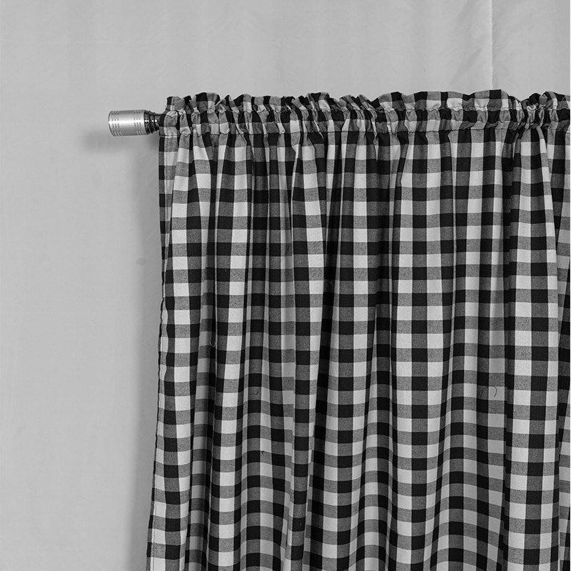 Moden Stijl Plaid Verduisterende Gordijnen Katoen En Polyester Stof Gordijnen Voor Woonkamer Slaapkamer Keuken Window Home Decoratie: black-white / W107xH213cm