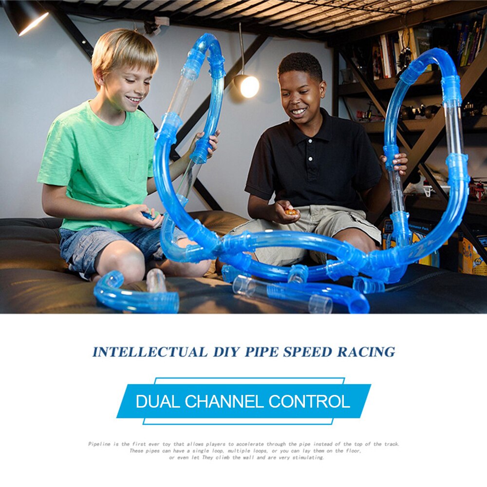 Kinderen educatief gemonteerd afstandsbediening rail auto elektrische lichtgevende high-speed pijpleiding track concurrerende racing