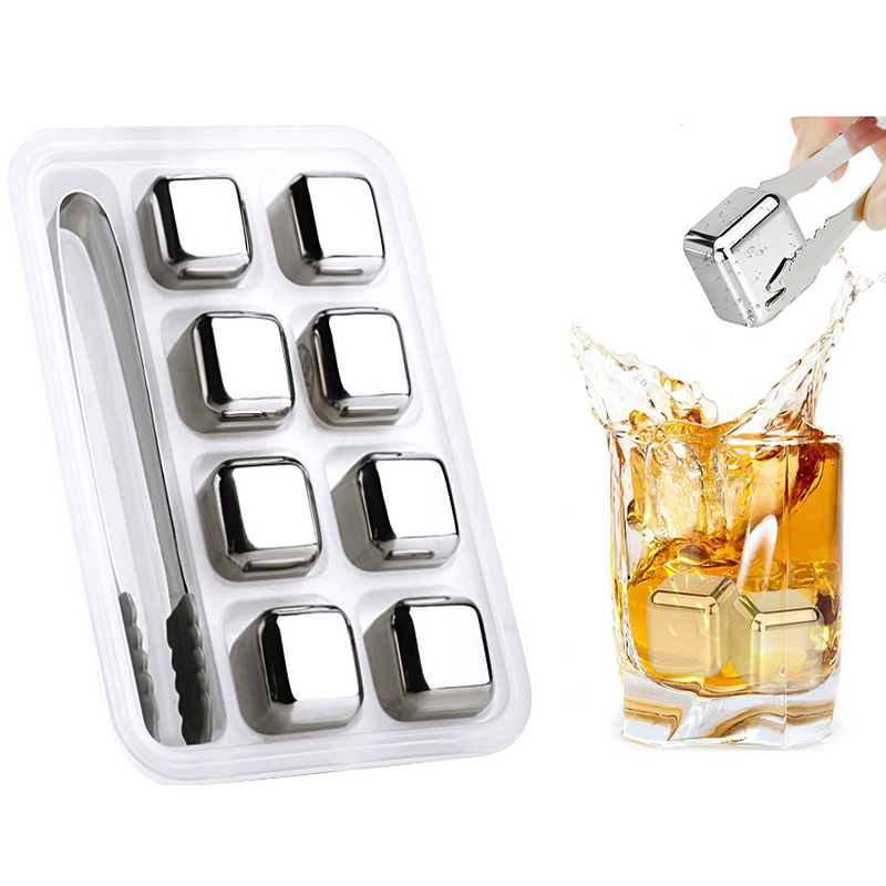Reusable Stainless Steel Stones for Whiskey Stone Cubes for Wine Beer Juice Champagne Gadgets Vodka Ice Cube Kitchen Accessories