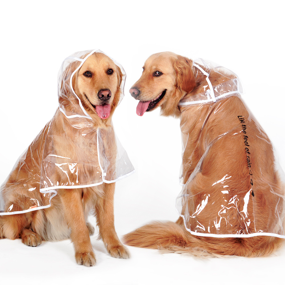 Capa de chuva para cães de estimação, roupas transparentes para cachorros, à prova d'água, macacão para cães pequenos e grandes, XS-7XL