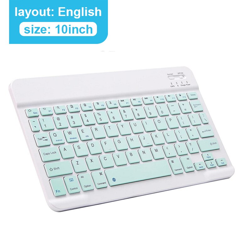 Mini Bluetooth Keyboard Wireless Russian Keyboard Tablet Spanish Rechargeable Keyboard For Tablet ipad cell phone Laptop: 10 in Blue English