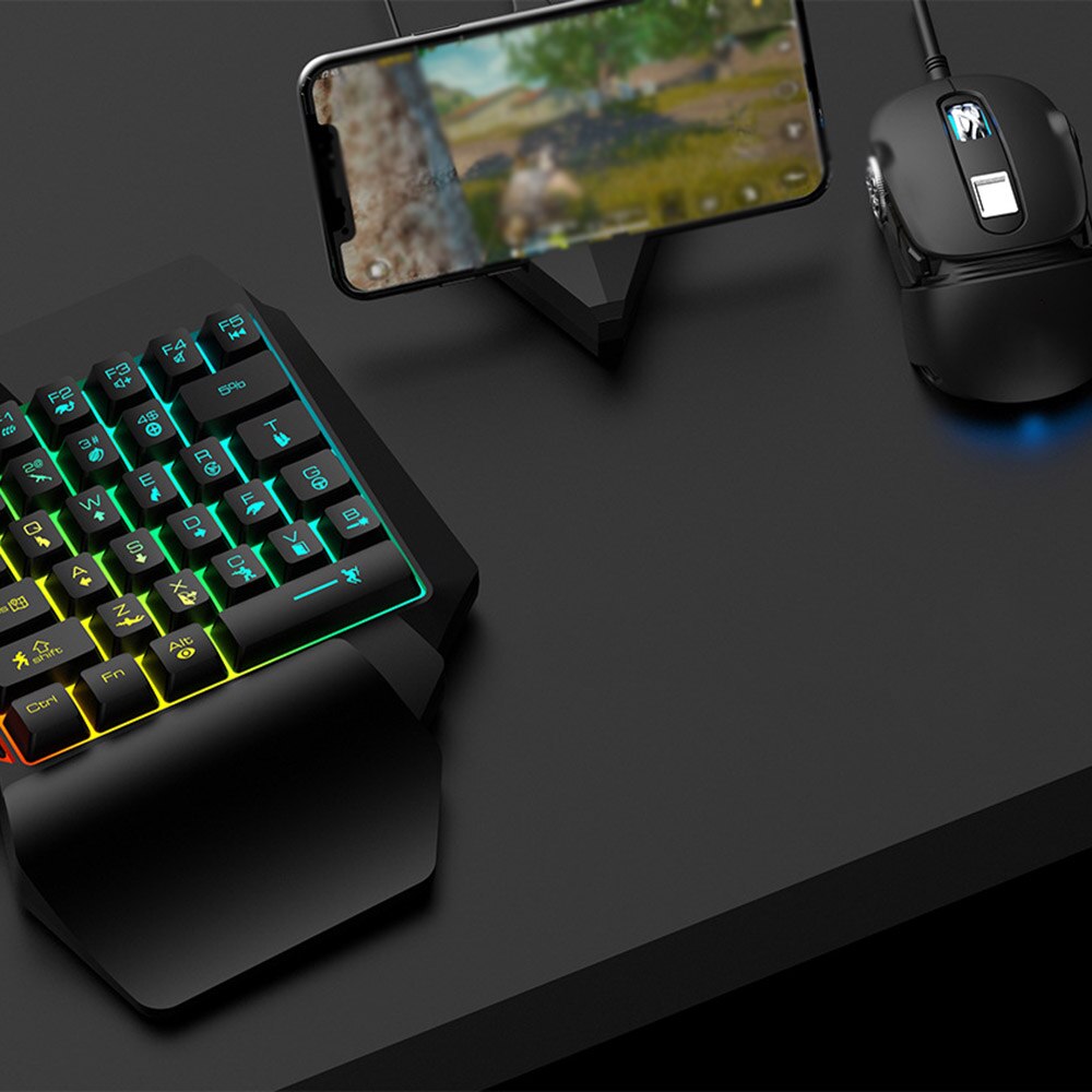 Keyboard Mouse Combos Ergonomic Multicolor Backlight One-Handed Game Keyboard Mouse Set For Home Gamer Gaming Kit