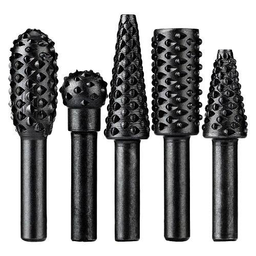 5Pcs Rasp File Drill Bits Rasp Set Drill Grinder Drill Rasp For Woodworking Carving Tool 1/4" Round Shank Rotary Burr Set Bits: 01