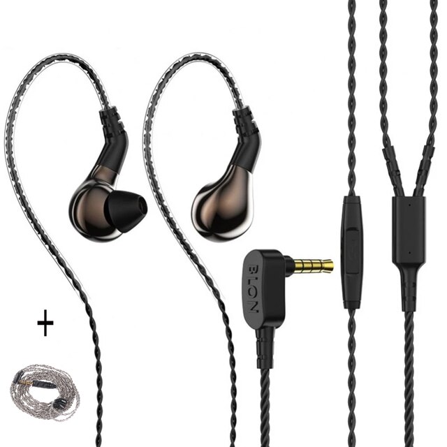 BLON BL03 10mm Carbon Membran Dynamische Treiber HIFI In-Ear-Monitor Wired Kopfhörer Gaming Kopfhörer Ohrhörer Headset bl03 bl07 iem: Gun mic graycable