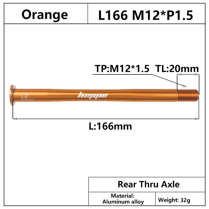 HEPPE MTB Rennrad Ultraleicht Steckachse Vorderradgabel Welle Spieß 12x100/110 Hinterradnabe Steckachse 12x142 12x148 Orange Steckachse: Licht Grau