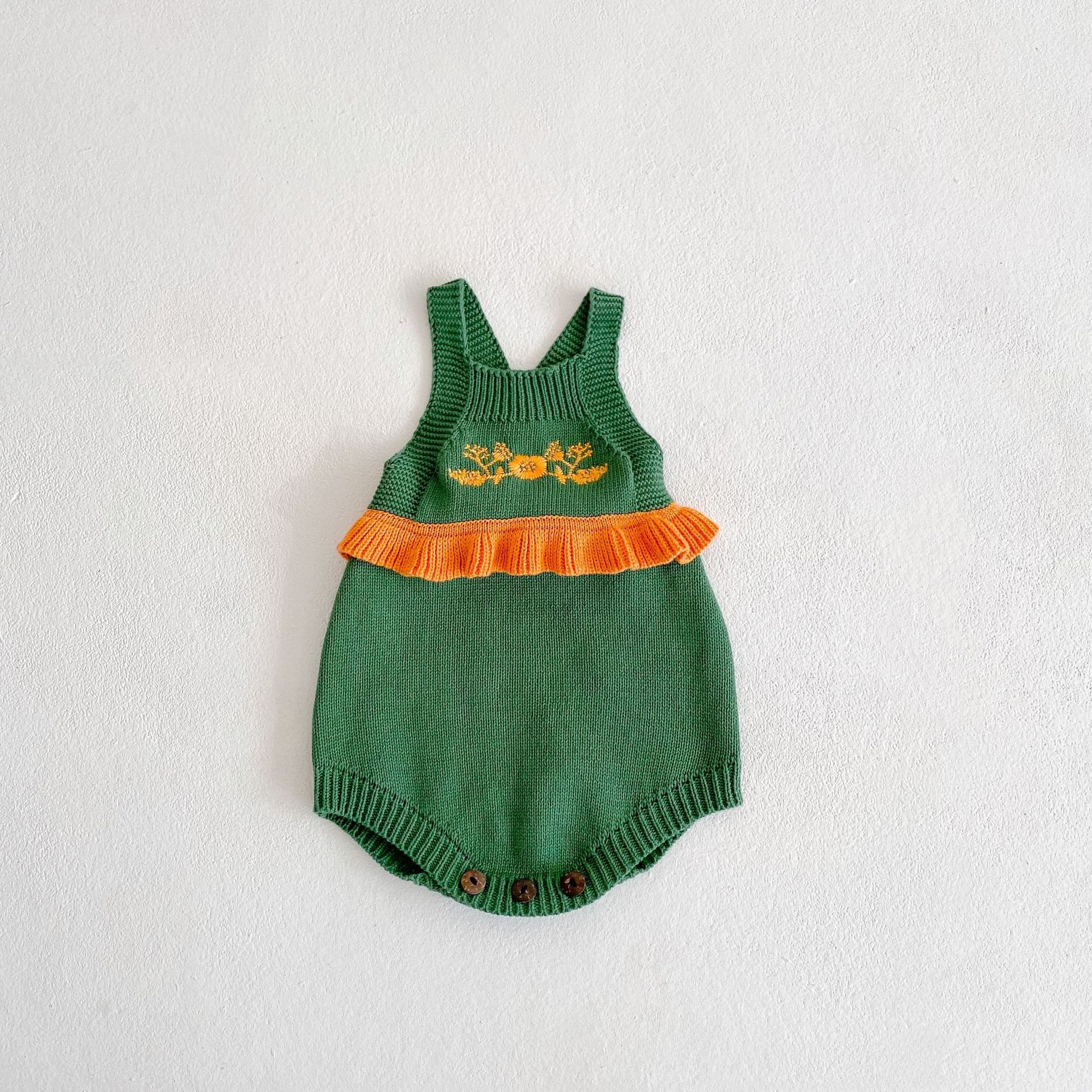 Bobotcnunu 2022 Baby jungen mädchen ärmelloser strickbody bestickt frühling herbst kleidung: Grün / 6m 66cm