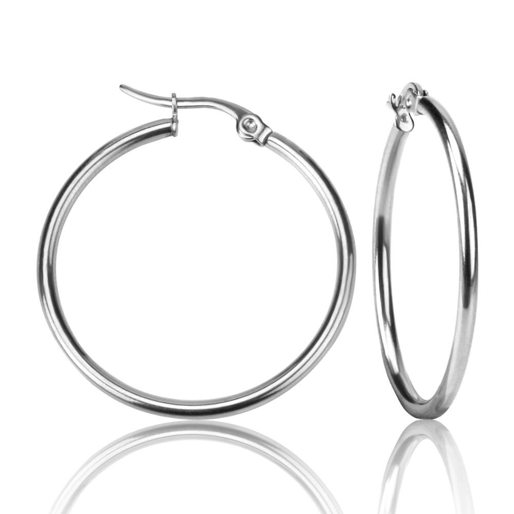 LUXUSTEEL Golden Color Stainless Steel Hoop Earrings For Women Men Big/Small Circle Round Ear Jewelry Bijoux Acier Inoxidable