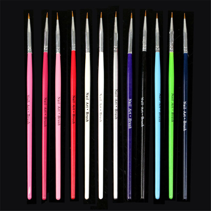 U 12 stuks kleurrijke nail art penseelpen fijne details tips tekenverf set 220