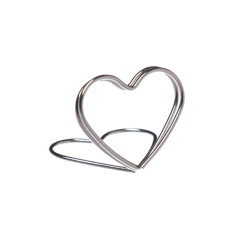Clips Photo en métal en forme de cœur, 1 pièce, clip de Message, romantique, lieu de mariage, numéro de Table: silver