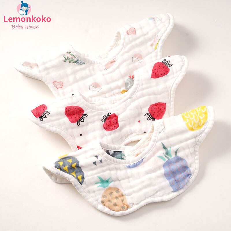 Garza di Cotone Del Bambino Rotondo Petalo Bib Traspirante Assorbimento di Acqua Della Bocca Del Bambino di Acqua Asciugamano Carino Cartone Animato per Bambini Bib: style3