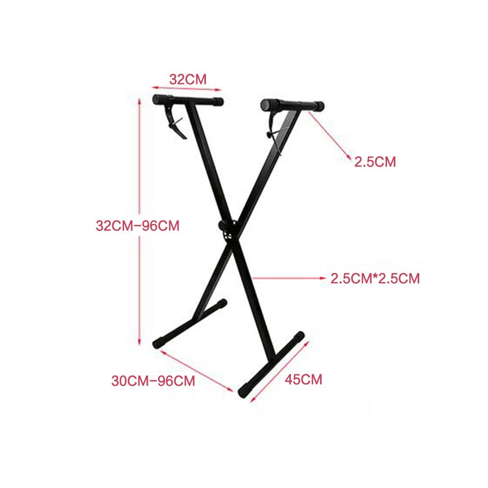 Folding Piano Keyboard Stand Bracket X-Style Heavy Duty Metal Material with Rubber Caps for Digital Piano MIDI Keyboard