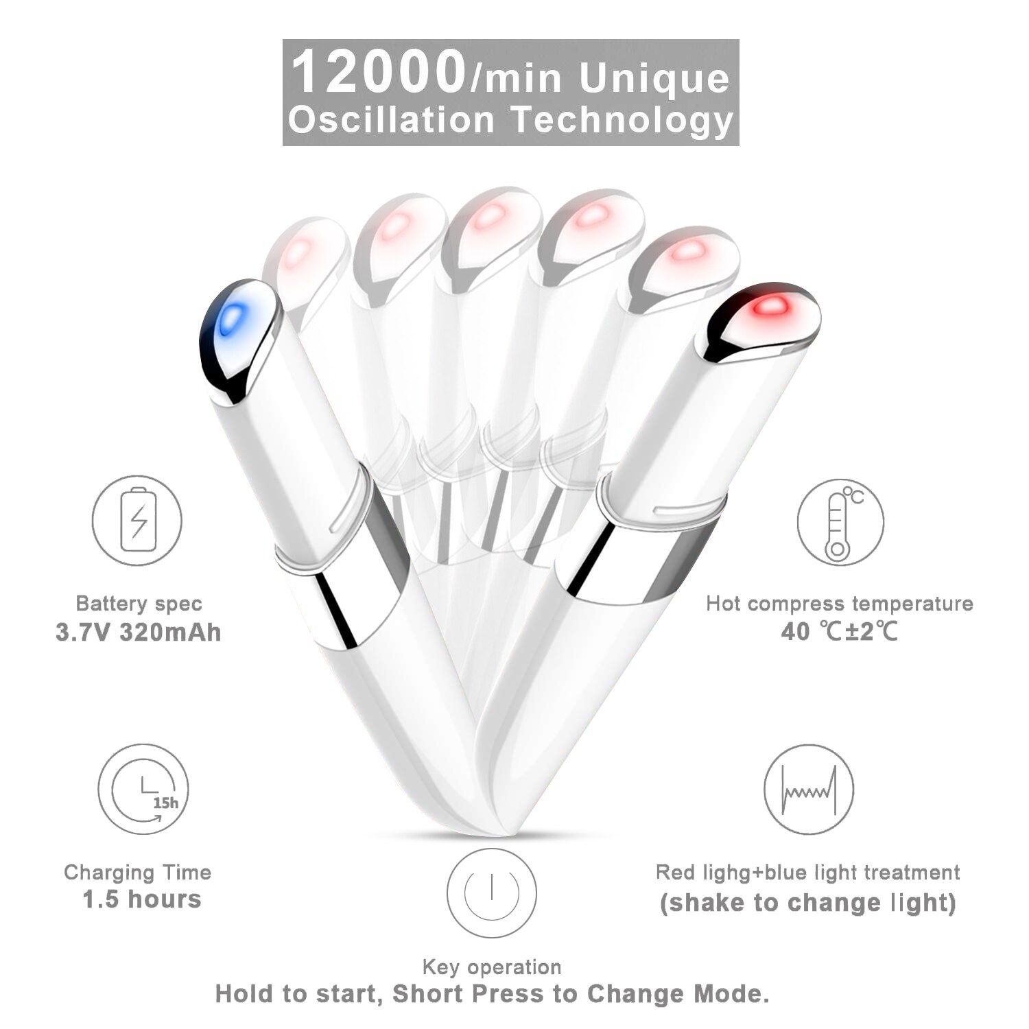 Mini Dispositivo de masaje ocular eléctrico, pluma facial con vibración, palo mágico de cara delgada, bolsa antiarrugas, herramienta de belleza para ojo