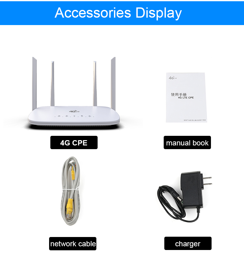 4g cpe 4g router simkort wifi modem hotspot 32 wifi brugere  rj45 wan lan antenne lte trådløs router