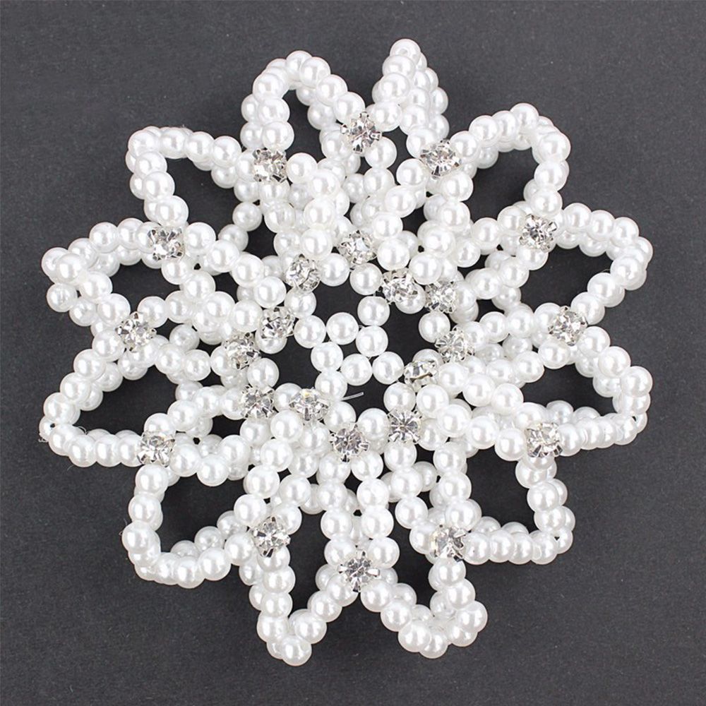 1 pièces filets à cheveux élastiques en perles au Crochet faits à la main Ballet danse Snood filet chignon couvre ornement pour dames filles: Rose Rouge
