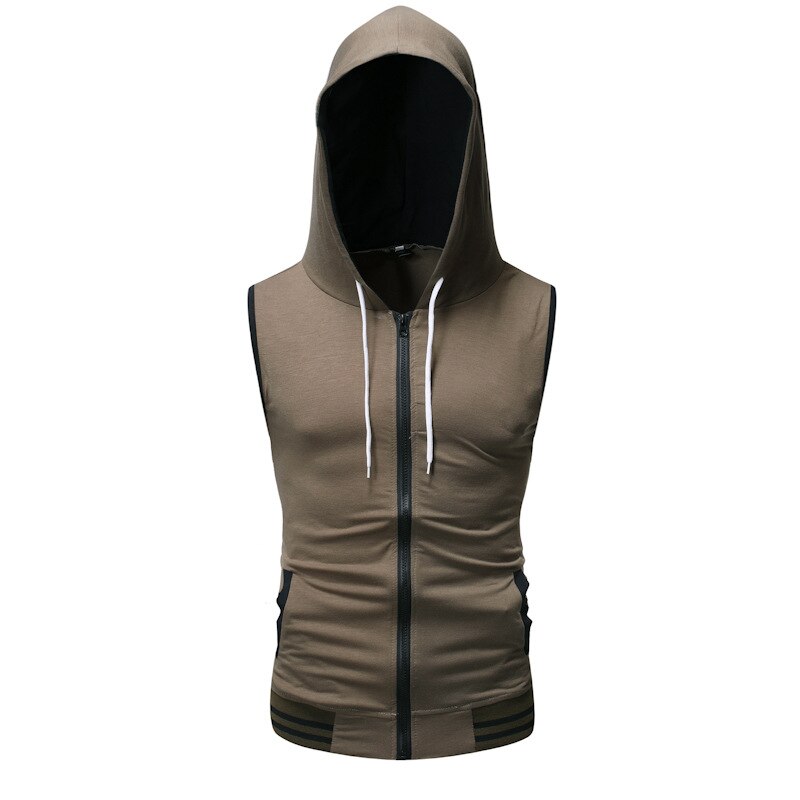 Hip Hop Heren Vesten Mouwloze Slim Fit Elastische Hooded Vest Mannen Casual Gilet Homme Rits Pocket Vesten Jas Vest XXL: green / USA XXL