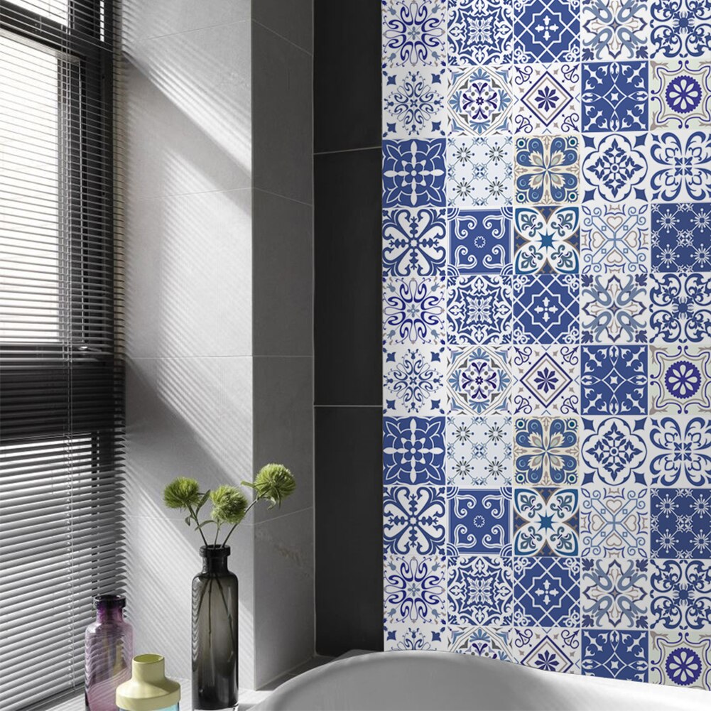 20pcs Title Stickers Waterproof Mosaic Wall Tile Stickers Retro Pattern Tile Floor Stair Sticker Bathroom Kitchen