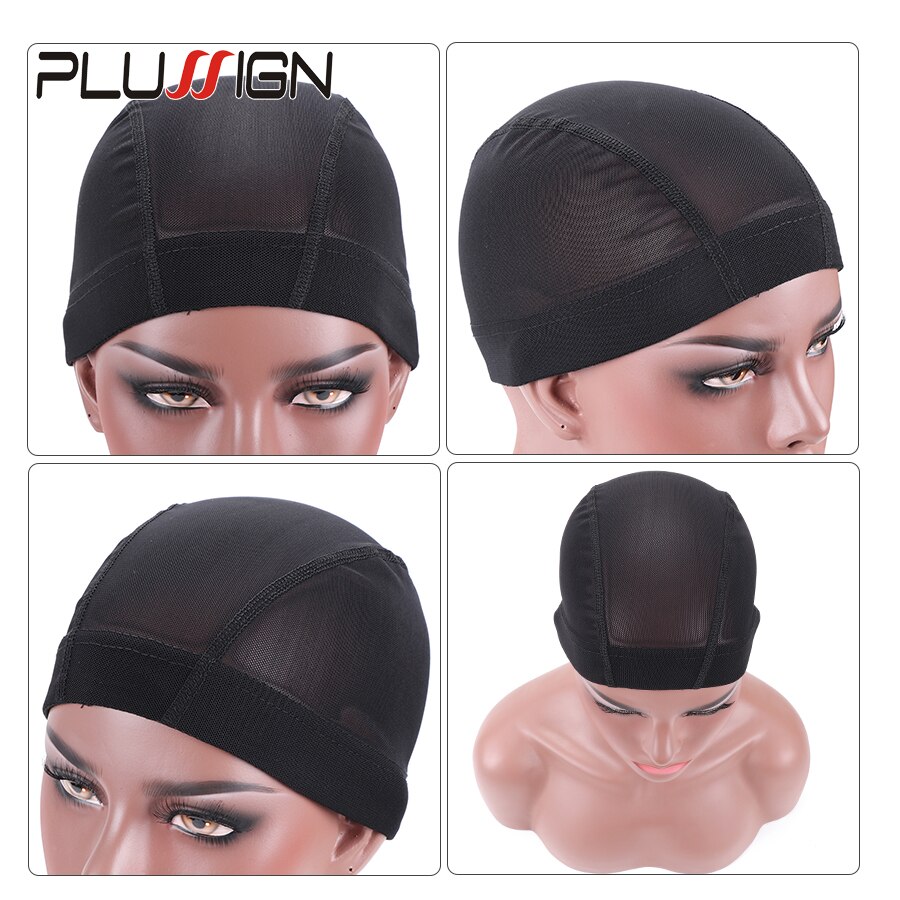 Plussign-gorro de malla con agujeros transpirables para pelucas, herramientas para hacer pelucas, tamaño S M L, color negro, 2 unids/lote