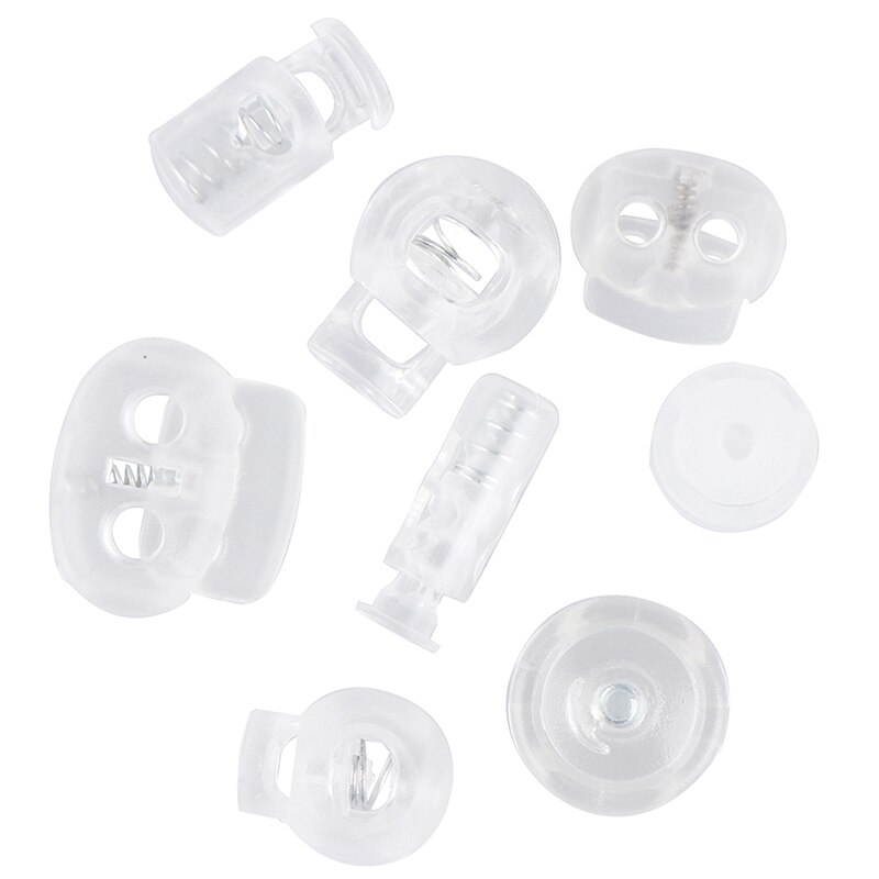 10pcs Transparent Clear Cord Lock Plastic Stopper Cord Ends Toggles Clip Buckle Frost Shoelace Sportswear DIY Bag Accessories
