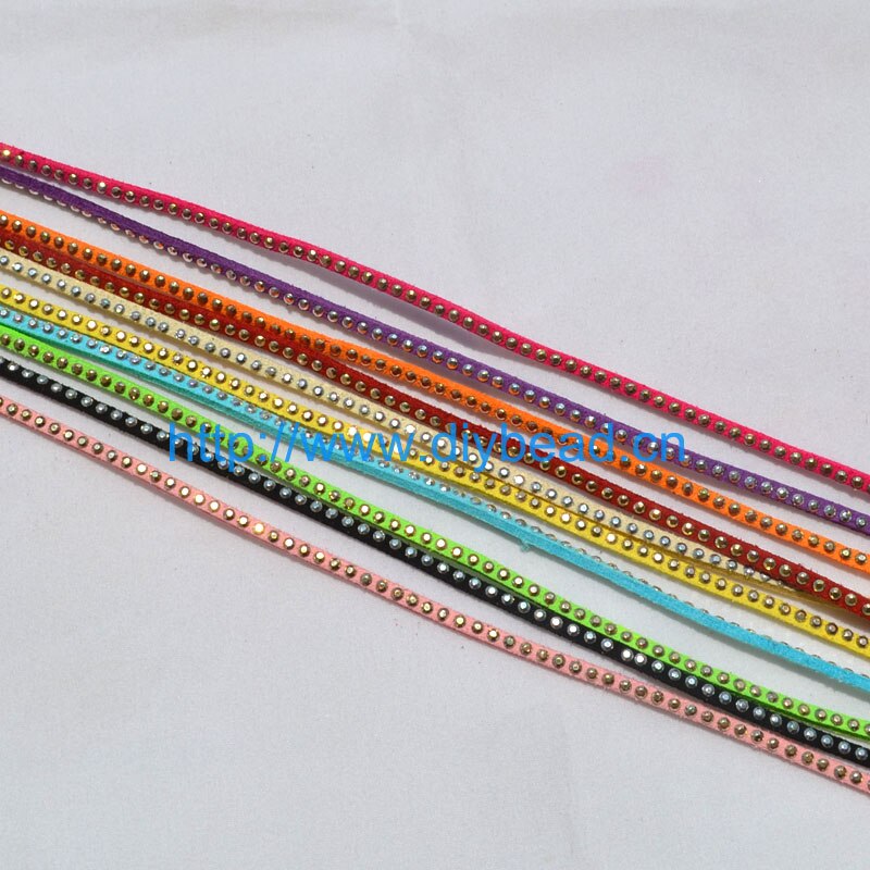 DIY Handwerk Echtem 5m mix Farben Weiche Lederband Mit Strass Neue Stil Punk Wildleder Spitze Samt Gewinde Cords taille Gürtel