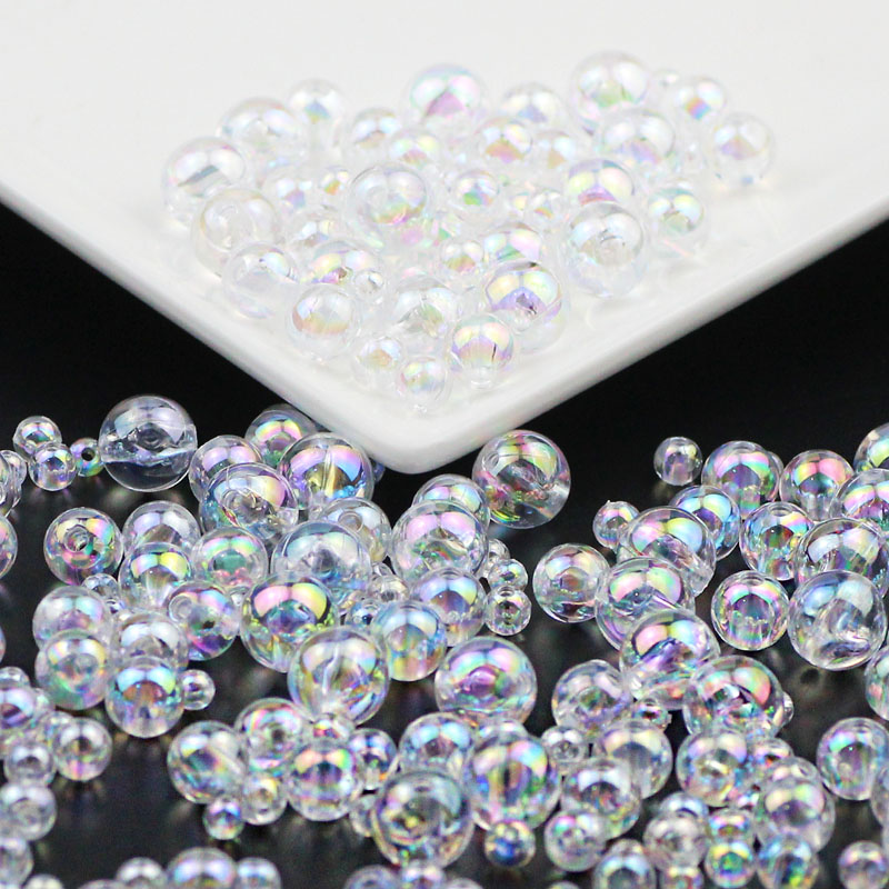 4/5/6/8/10mm 50 ~ 600 stk. hvide abs-plastik runde charms afstandsstykker løse perler til smykkefremstilling gør-det-selv armbånd halskæde tilbehør