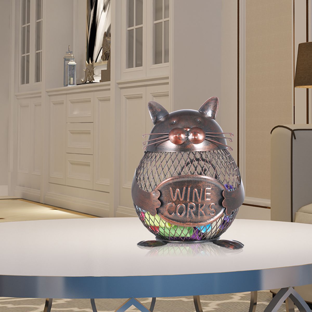 Kitten Cat Shaped Wine Cork Container Tooarts Animal Ornament Decoration Iron Art Practical Crafts Home Decorative