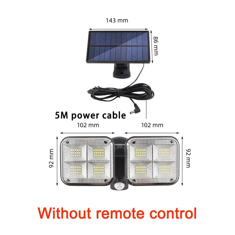 138 Smd Led Super Heldere Zonne-verlichting 120 Led IP65 Waterdichte Outdoor Indoor Solar Lamp Met Verstelbare Hoofd Breed Verlichting hoek: C-120SMD