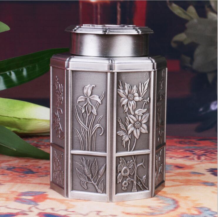 Chinese style metal alloy tea storage box tin tea canister tea box metal for tea storage CYG02